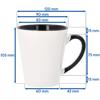 Taza Cónica Asa e Interior Color 12oz